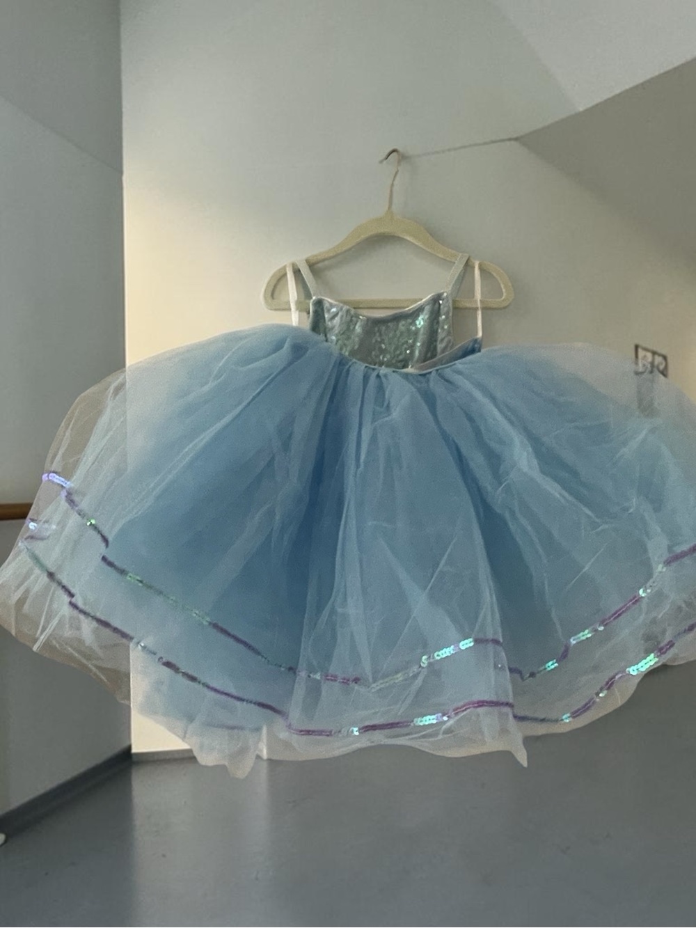 Light Blue Sparkle Tulle Princess Dress for Kids Size LC